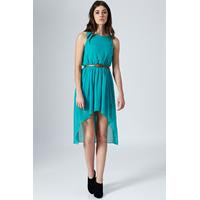 Dip Hem Colour Dress With Belt