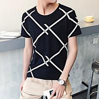 Diagonal stripes printed men#39;s short-sleeved T-shirt bottoming shirt wind Aberdeen