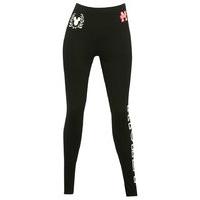 Disney Mickey Mouse character black full length elasticated waistband monochrome slogan leggings - Black