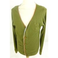 Diesel Size: Small (36 Chest) Olive Green Casual/Fun Military Styled All Cotton Long Sleeve Cardigan