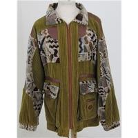 Disan, one size brown cord & patterned short coat