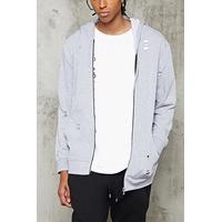 Distressed Zip-Up Hoodie