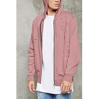 Distressed Zip-Up Hoodie