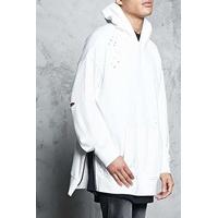 distressed zip hem hoodie