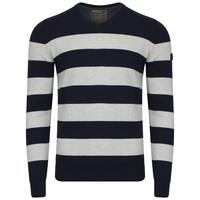 Dissident V-neck contrast stripe jumper in blue