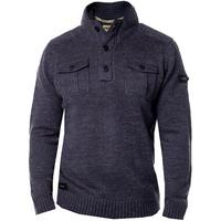 Dissident Navan Wool Blend Button Up Jumper in Blue