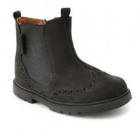 Digby, Black Waxy Leather Boys Zip-up Boots