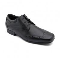 divide black leather boys lace up school shoes