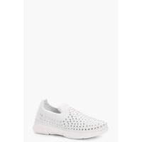 Diamante Slip on Trainer - white