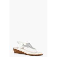 Diamante Toe Part Wedge - white