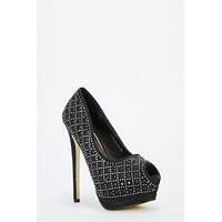 diamante pearl open toe stiletto heels