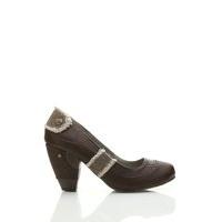 Distressed Woven Detail Faux Leather Court Shoes