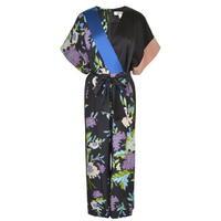 DIANE VON FURSTENBERG Floral Wrap Silk Jumpsuit