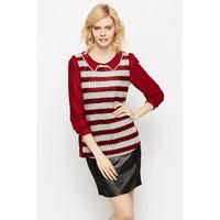 Diamante Trim Collar Knit Top