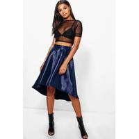 Dipped Hem Matte Satin Full Skirt - midnight