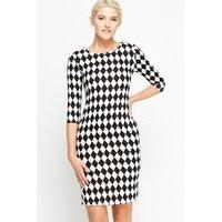 diamond print bodycon dress