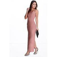 disco slinky eyelet maxi slip dress dusky pink