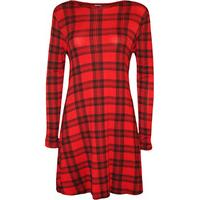 Diana Red Tartan Swing Dress - Red