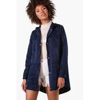 Dip Hem Hooded Parka - navy