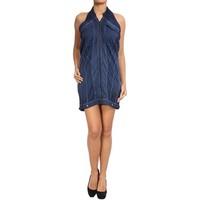 diesel cotton dress cuadro womens dress in blue