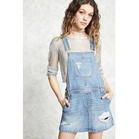 distressed overall mini dress