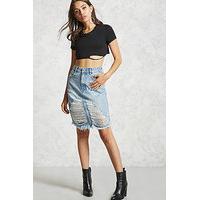 Distressed Denim Skirt