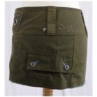 Diesel Spring Mini Skirt Size UK 16 Featuring Moss Green Cotton Canvas