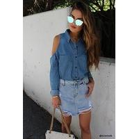Distressed Denim Mini Skirt