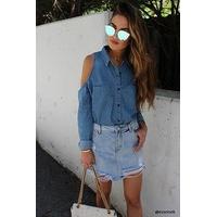 Distressed Denim Mini Skirt