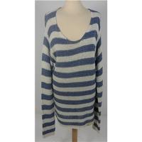 Diesel Tricot & CO Size M White and Pale Blue Striped Cotton Jumper
