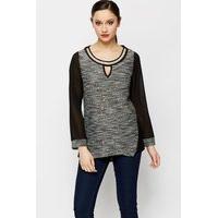 Diamante Collar Metallic Knit Top