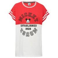 Disney Mickey Mouse Character Print Relaxed Boyfriend Fit Slogan T-shirt - Red