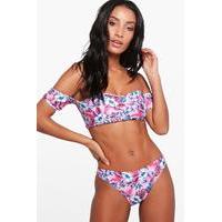 Digital Floral Bardot Bikini - pink