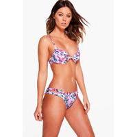 Digital Floral Underwired Cut Out Bikini - pink