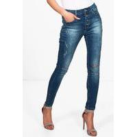 Distressed Skinny Jeans - indigo