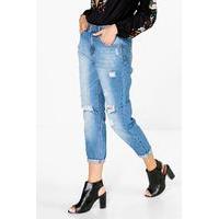 distressed boyfriend jeans blue