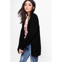 distressed hem edge to edge cardigan black