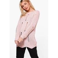 Distressed Jumper - pink