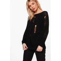 distressed jumper black