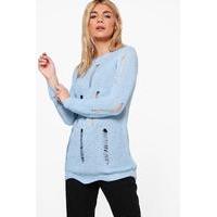 Distressed Jumper - bluebell