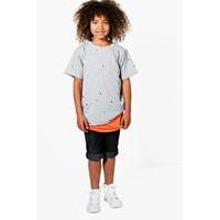 Distressed Double Layer Tee - grey