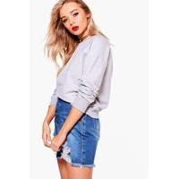 distressed raglan sleeve sweatshirt grey