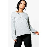 Distressed Sweatshirt - grey marl