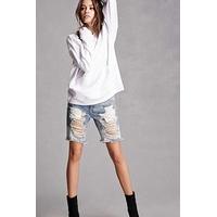 Distressed Denim Bermuda Shorts