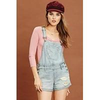 Distressed Denim Dungareesl Shorts