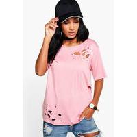 Distressed T-Shirt - rose