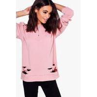 Distressed Sweatshirt - pink