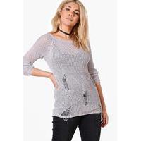 Distressed Slouchy Jumper - grey