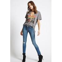 distressed low rise jeans