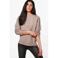 distressed laddered rib knit jumper dove